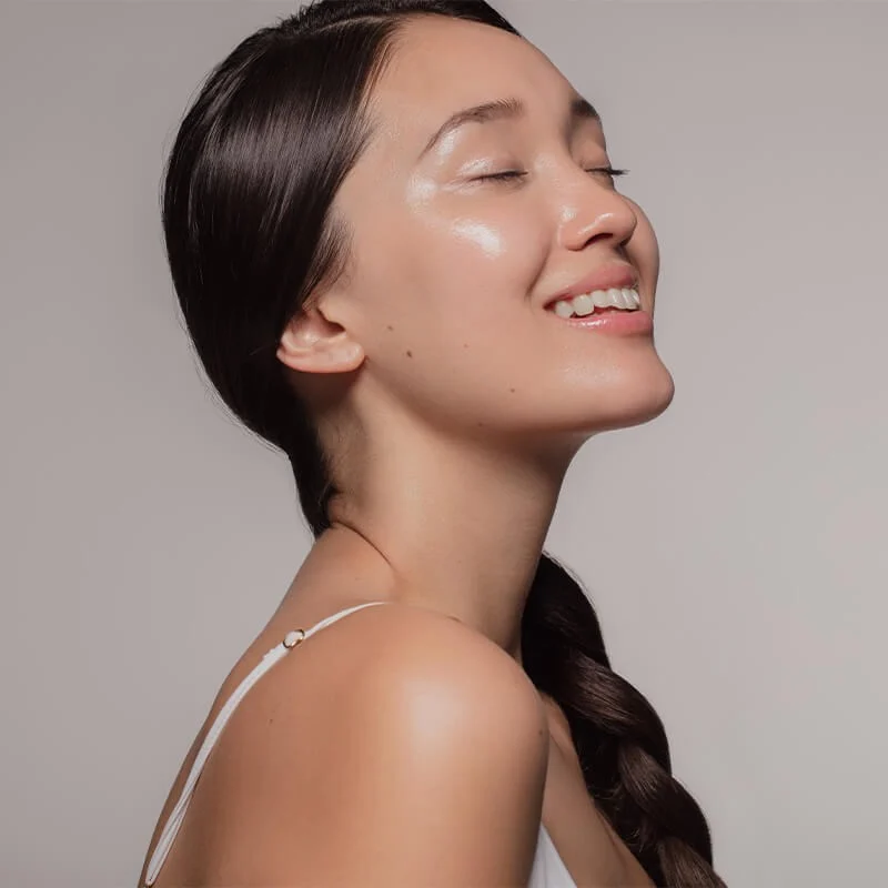 Level Up Med Spa client with glowing, radiant skin